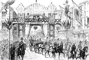 Festal Arch Prints: The Royal Visit to Swansea: the procession passing down High-Street
