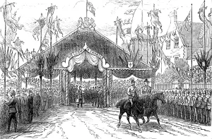 Festal Arch Prints: The Royal Visit to Swansea: reception-pavilion, Walter-Road, 1881. Creator: Unknown