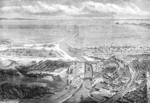 Cargo Ships Prints: The Royal Visit to Swansea: Swansea Harbour and Docks, 1881. Creators: Unknown, Sulman