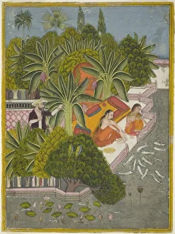 Bundi Prints: Royal Women Feeding Fish, c. 1740. Creator: Unknown