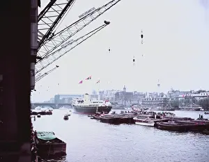 Docks Prints: The Royal Yacht Britannia on the River Thames in London