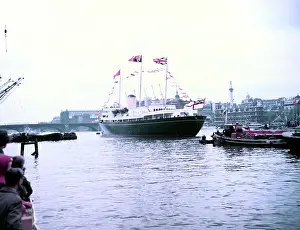 Waterfront Prints: The Royal Yacht Britannia on the River Thames in London