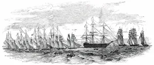 Squadron Prints: The Royal Yacht Squadron Saluting the French Squadron - sketched by the Hon