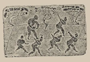 The rubbing from the Brick Relief with sowing and harvesting, 25-220. Creator: Central Asian Art
