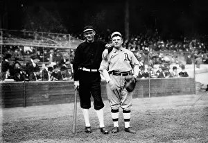 Rube Marquard, New York, NL & Paddy Livingston, Philadelphia, AL at World Series (baseball), 1911. Creator: Bain News Service