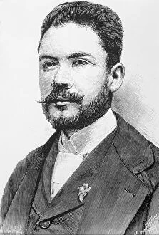 Ruben Dario (1867-1916, Nicaraguan poet, engraving in 1892