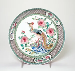 Rose Gallery: Ruby-Back Dish with Phoenix, Qing dynasty (1644-1911), 18th century. Creator: Unknown