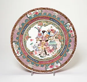 Famille Rose Prints: Ruby-Back Famille-Rose Dish, Qing dynasty (1644-1911), Yongzheng period (1723-1735)