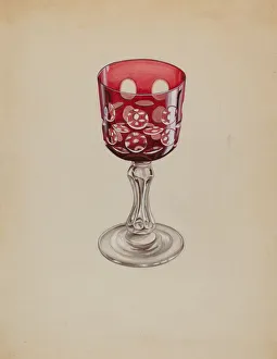 Ruby Case-Glass Goblet, c. 1936. Creator: Robert Stewart Ruby Case-Glass Goblet, c. 1936. Creator: Robert Stewart