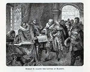 Rudolf II grants the Letter of Majesty, 1882. Artist: Anonymous Rudolf II grants the Letter of Majesty, 1882. Artist: Anonymous