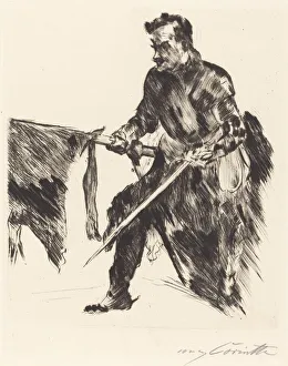 Drypoint In Black On Laid Paper Prints: Rudolf Rittner als Florian Geyer (Rudolf Rittner as Florian Geyer), 1914