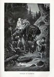 Rudolph of Habsburg and the Priest, 1882. Artist: Brend amour, Richard (1831-1915)