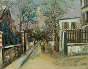 Utrillo Prints: Rue au Pre-Saint-Gervais, ca 1921. Creator: Maurice Utrillo