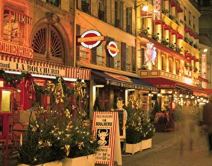 Rue du Louvre at night, Paris, France