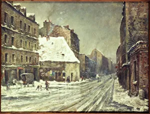Canvasmaterial Prints: Rue du Mont-Cenis, under snow, 1907. Creator: Marcel Cogniet