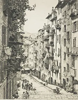 Downhill Prints: Rue Gubernatis, Nice, 1920-1935. Creator: Frederick Marriott