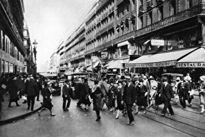 Rue Lafayette at shopping time, Paris, 1931.Artist: Ernest Flammarion