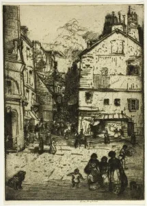 Maclaughlan Donald Shaw Prints: Rue Mouffetard, Paris, 1900. Creator: Donald Shaw MacLaughlan