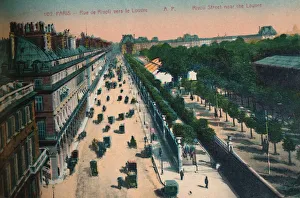Papeghin Gallery: The Rue de Rivoli looking towards the Louvre, Paris, c1920