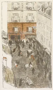 Ink On Paper Colour Lithograph Prints: Rue vue d'en haut, 1895. Creator: Pierre Bonnard