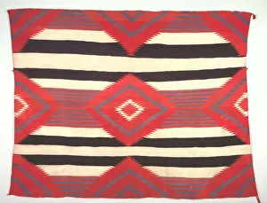 Post Contact Prints: Rug (Third-phase Chief Blanket Style, Germantown Weaving), c. 1890-1910. Creator: Unknown