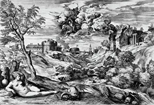 Ruggiero Rescuing Angelica, 1563. Creator: Cornelis Cort