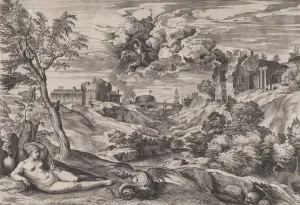 Ruggiero Rescuing Angelica, 1565. Creator: Cornelis Cort