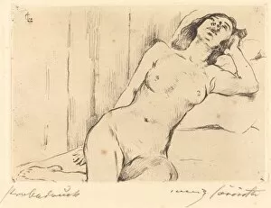 Ruhende Dreiviertel Akt (Reclining Female Nude), 1911. Creator: Lovis Corinth