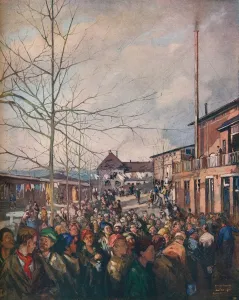 Pow Camp Prints: Ruhleben Prison Camp, Christmas Dinner, 1917. Artist: Nicols Wilhelm Jungmann
