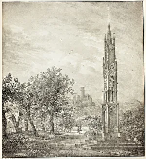 Domenico Quaglio Ii Prints: Ruin of Godesberg with the so-called High Cross of the Rhine