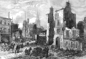 H Rc Prints: The ruin around Paris: the town of St. Cloud destroyed by fire, 1871. Creator: RCH