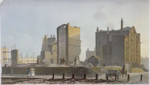 Ruined building, Commercial Road, Stepney, London, 1820
