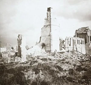 Hauts De France Prints: Ruined church, Chauny, northern France, c1914-c1918