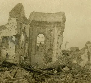 Editions Stl Prints: Ruined church, Combles, northern France, c1914-c1918