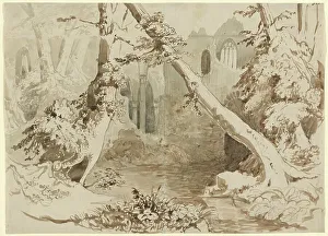 A Ruined Church in the Forest, c. 1834. Creator: Karl Blechen
