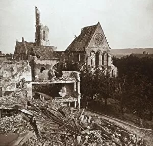 Devastation Gallery: Ruined church, Vauxaillon, northern France, c1914-c1918