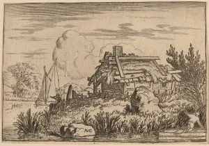 Etching With Engraving Prints: Ruined Cottage, Surrounded by Water, probably c. 1645 / 1656