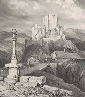 Eugene Louis Gabriel Prints: Ruines du Chateau de Bouzols, pres du Puy en Velay, 1831