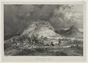 Lithograph On Chine Collé Gallery: Ruines du Chateau dArtns pres le huelgoet, Bretagne, 1845-1846. Creator: Julien Louis Jacottet