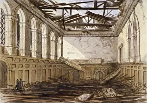 Ruins of the banqueting hall of Haberdashers Hall, City of London, 1864