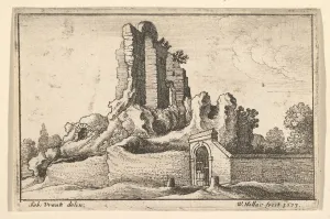 Sebastiaan Francx Prints: Ruins and a barred gate on the Esquiline Hill in Rome, 1673. Creator: Wenceslaus Hollar