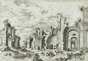 Hieronymus Cock Prints: Ruins of Baths of Diocletian, 1550. Creator: Hieronymus Cock