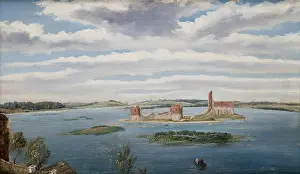 Isolation Prints: Ruins of the Castle on the Trakai Lake (Lake Galve), 1853. Creator: Wincenty Dmochowski