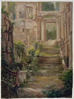 Chateau De St Cloud Prints: Ruins of the Château de Saint-Cloud: the staircase of honor