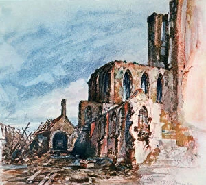 World War One Gallery: Ruins of the Cloisters at Messines, 1914. Artist: Adolf Hitler