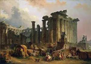 Overgrown Prints: Ruins of a Doric Temple, 1783. Creator: Hubert Robert