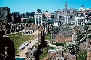 Ruins of the Forum, Rome with the House of the Vestals on the left Ruins of the Forum, Rome with the House of the Vestals on the left