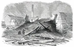 Flammable Prints: Ruins of the Great Fire at Bermondsey, 1850. Creator: Unknown