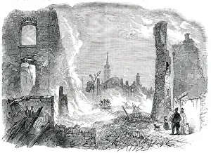 Firefighter Prints: Ruins of the Great Fire at Gravesend - looking West, 1850. Creator: Unknown