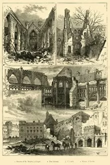 Cloister Gallery: Ruins of the Houses of Parliament, (1881). Creator: Unknown